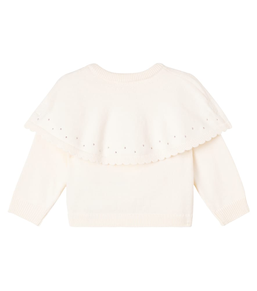 Chloé Baby Embellished Cotton And Wool Cardigan In Neutral