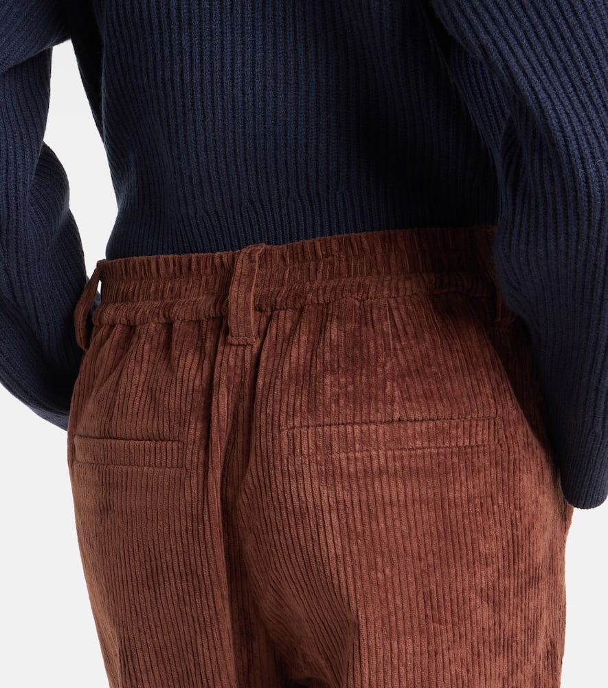 Brunello Cucinelli Soft Corduroy Pleated Straight-leg Ankle Pants In Brown