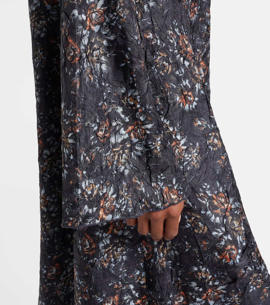 Ganni Floral-print Ruffled Dress In Multi