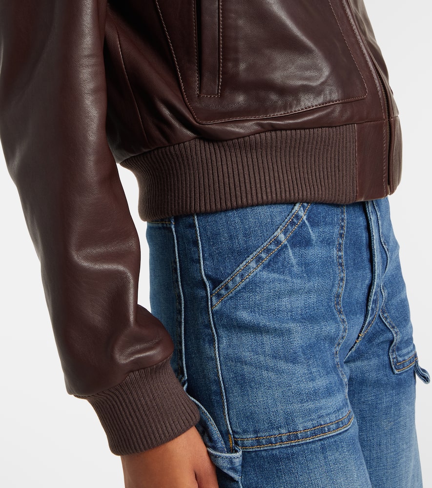 Nili Lotan Shearling-trimmed Leather Jacket In Brown