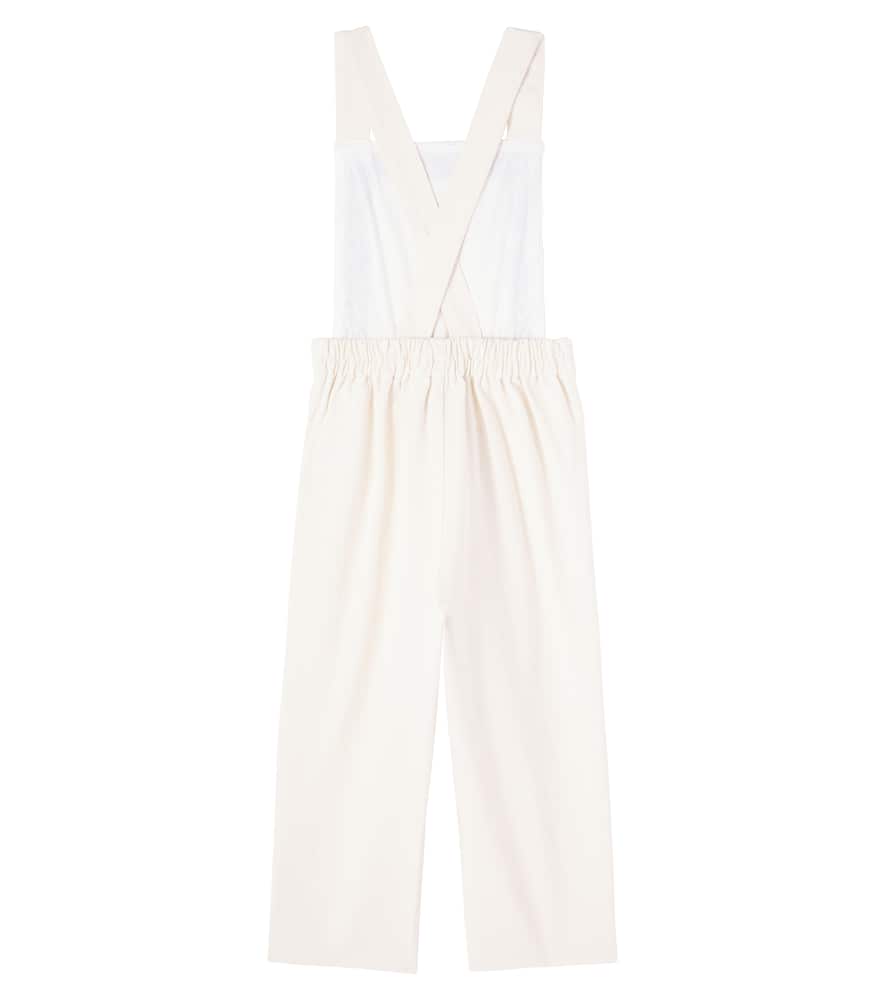 The New Society Tamara Embroidered Denim Overalls In White