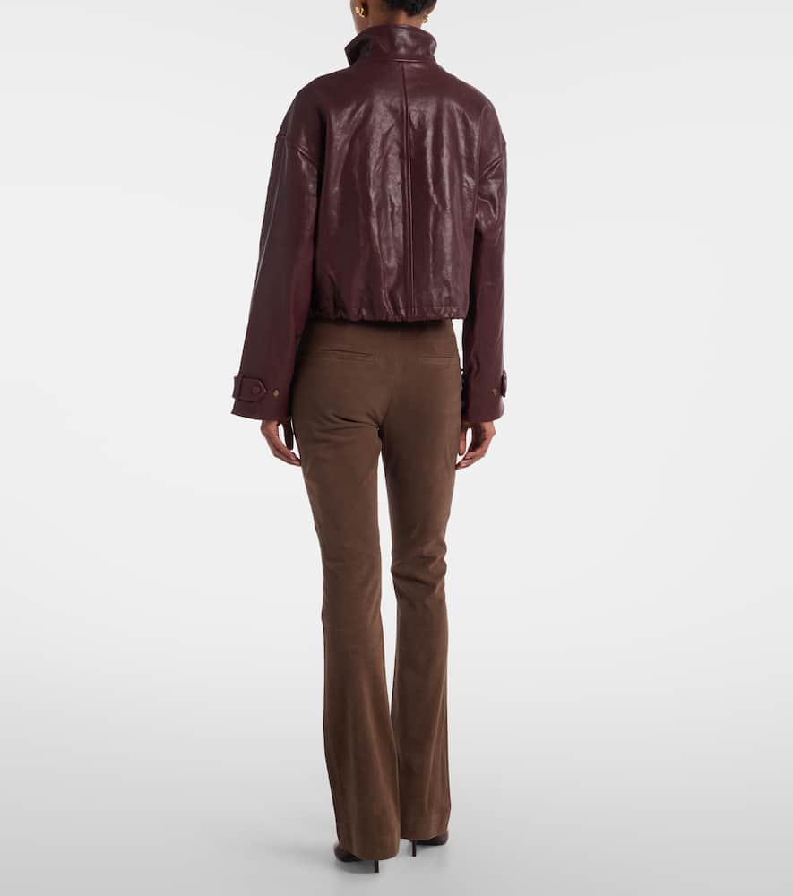 Veronica Beard Bateman Cropped Leather Jacket In Burgundy
