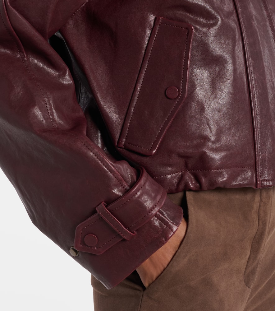 Veronica Beard Bateman Cropped Leather Jacket In Burgundy