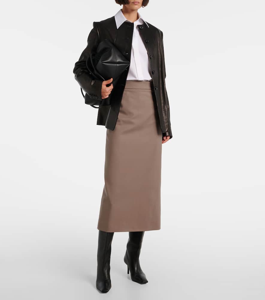 The Frankie Shop Alrose Midi Skirt In Gray