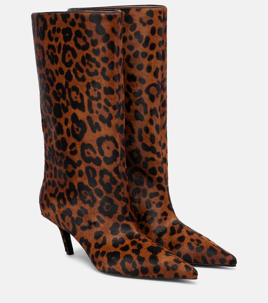 Amina Muaddi Fiona 60 leopard-print calf hair ankle boots