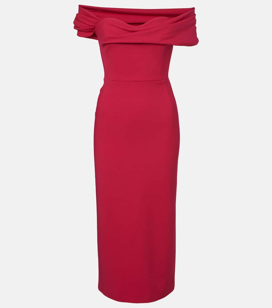 Carolina Herrera Off-shoulder Wool-blend Cocktail Dress In Pink