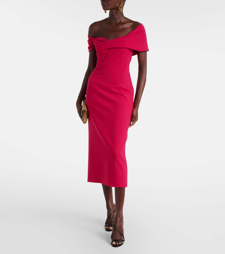 Carolina Herrera Off-shoulder Wool-blend Cocktail Dress In Pink