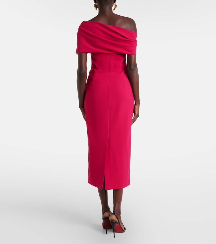 Carolina Herrera Off-shoulder Wool-blend Cocktail Dress In Pink
