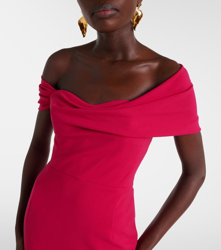 Carolina Herrera Off-shoulder Wool-blend Cocktail Dress In Pink