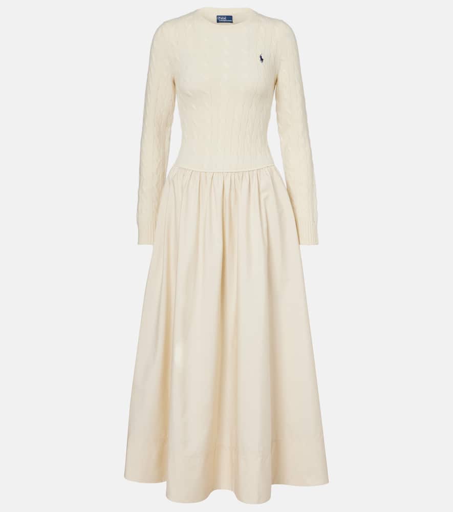 Polo Ralph Lauren Cotton And Wool-blend Maxi Dress In Neutral