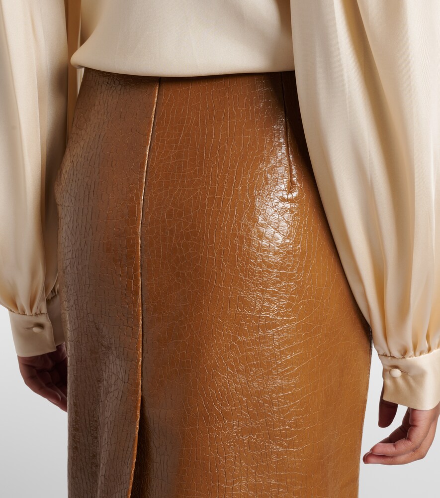  Gucci Gucci Embossed Leather Pencil Skirt 
