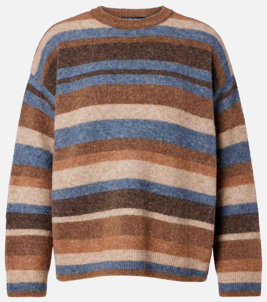 's Max Mara Volare Striped Alpaca-blend Sweater In Brown