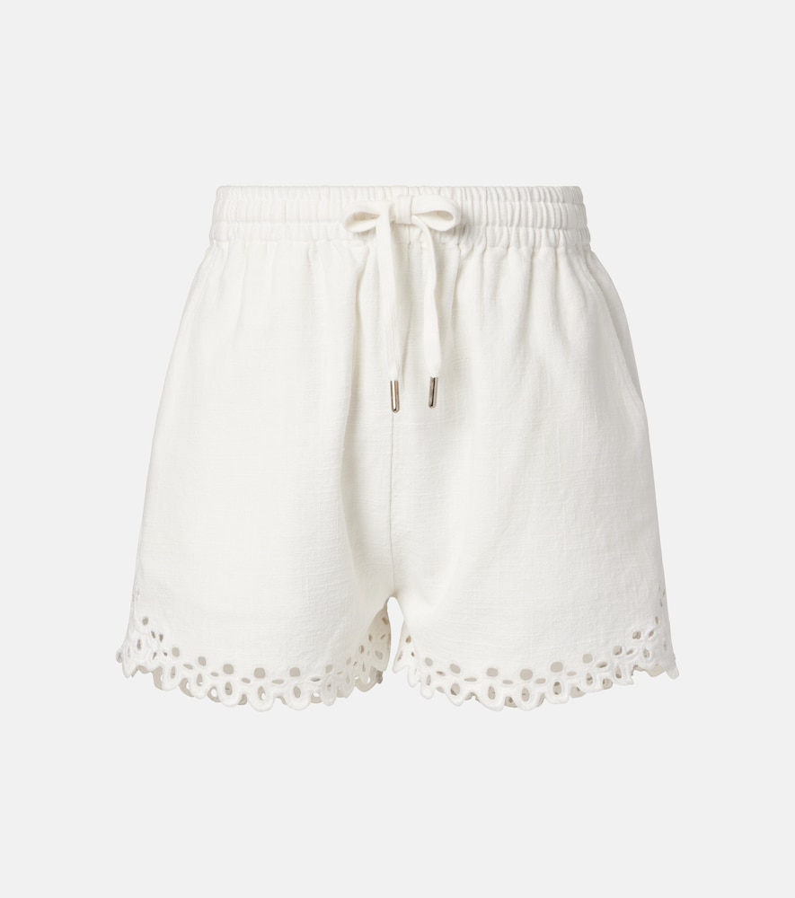 Marant Etoile Women's White Balyme Embroidered Cotton Shorts Uk Size 10