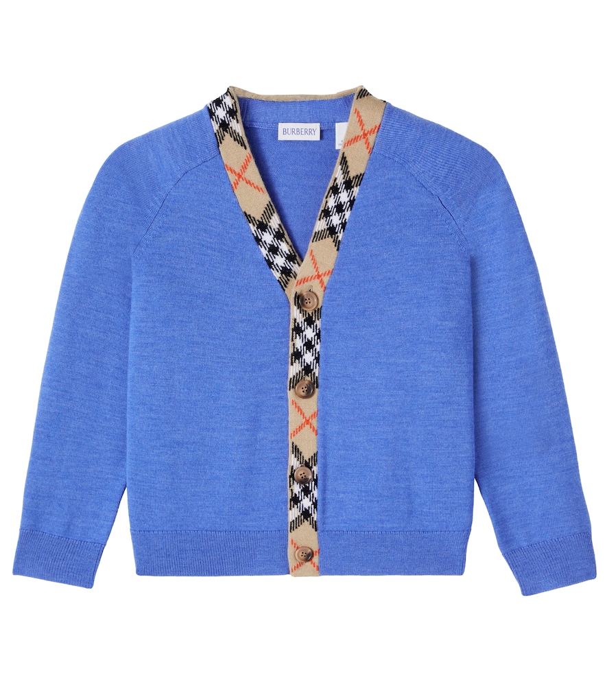 Burberry Burberry Kids Burberry Check wool cardigan　バーバリー キッズ バーバリー チェック ウール カーディガン