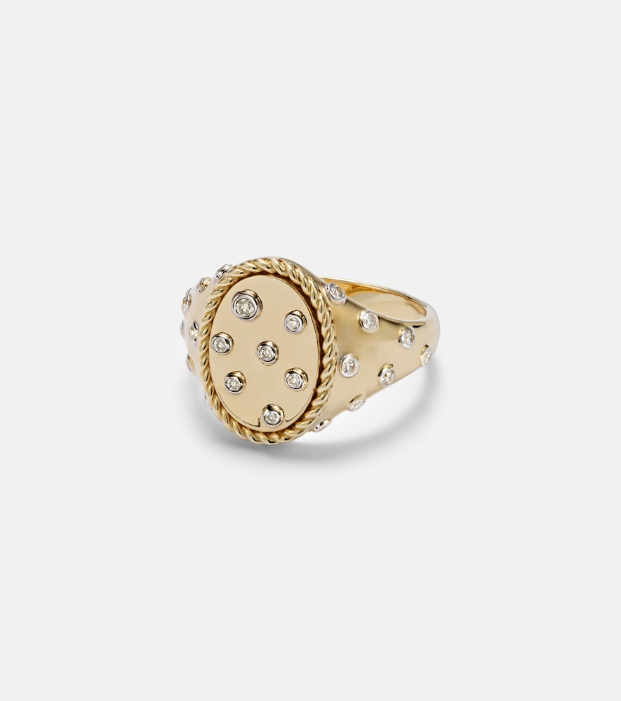 Yvonne Leon Yvonne Léon Plumetis 9kt gold ring with diamonds