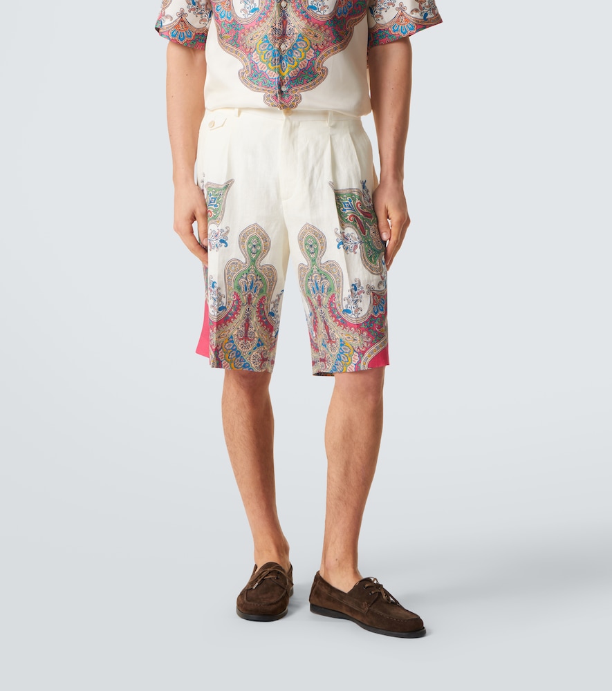  Etro Etro Paisley Linen Bermuda Shorts 