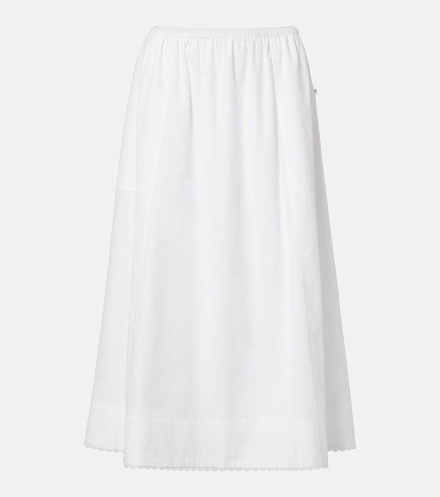 Vince Scalloped Cotton Poplin Midi Skirt