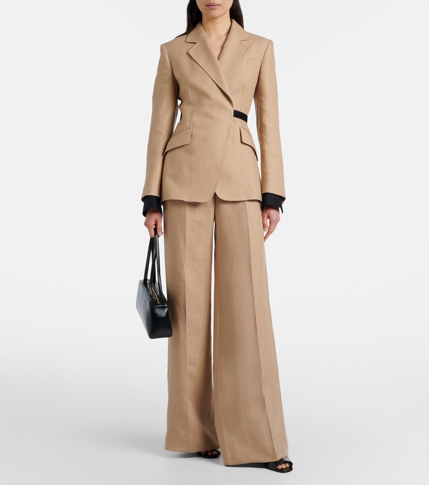 Max Mara Big pleated linen wide-leg pants