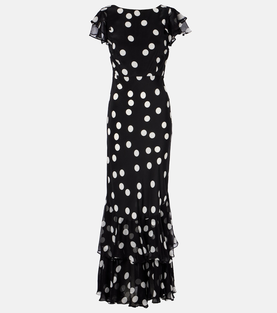 Rixo Ordinia Polka Dot Silk Cocktail Dress