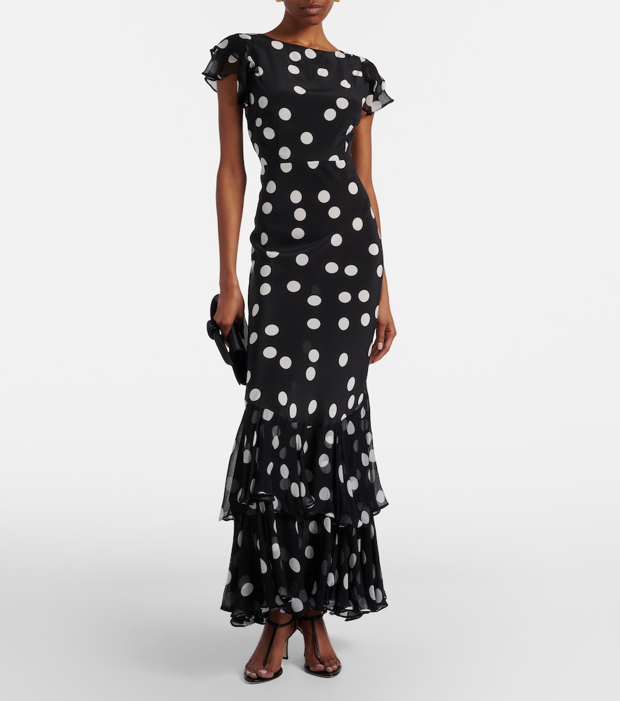 Ordinia Polka-Dot Silk Cocktail Dress