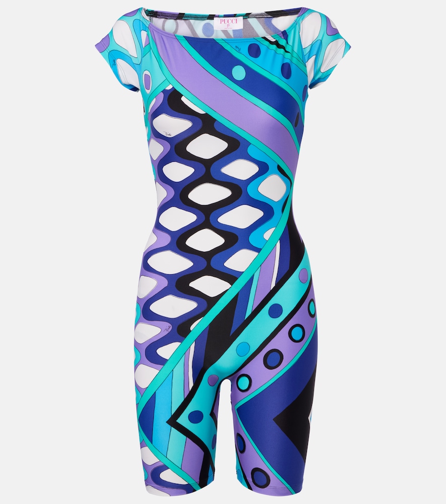 Pucci Vivara Off-shoulder Jumpsuit In Blue