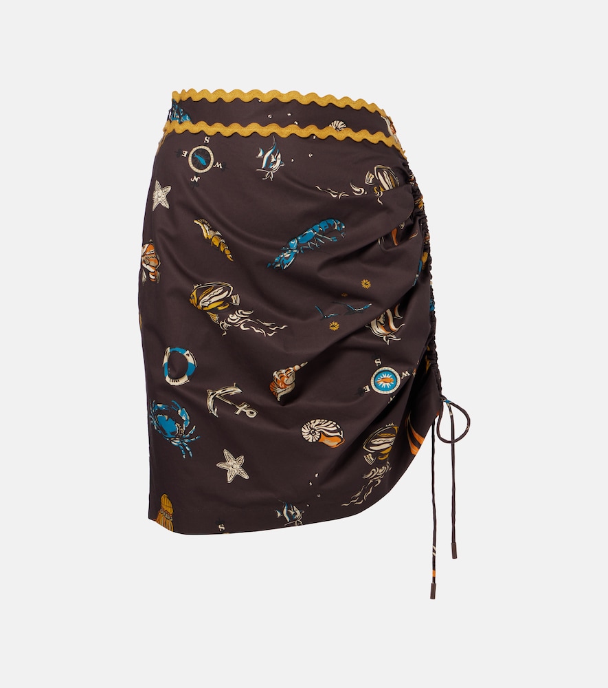 Alemais Alémais Printed ruched cotton miniskirt
