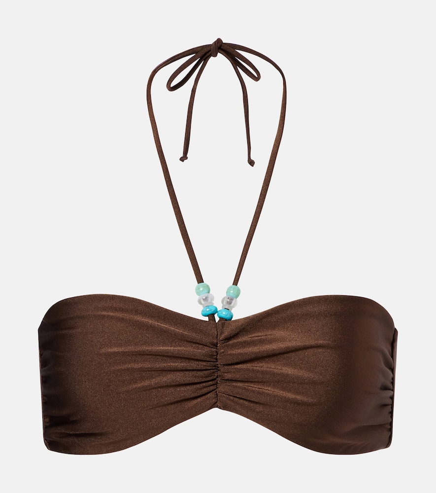 Jade Swim Zoe beaded ruched bikini top
