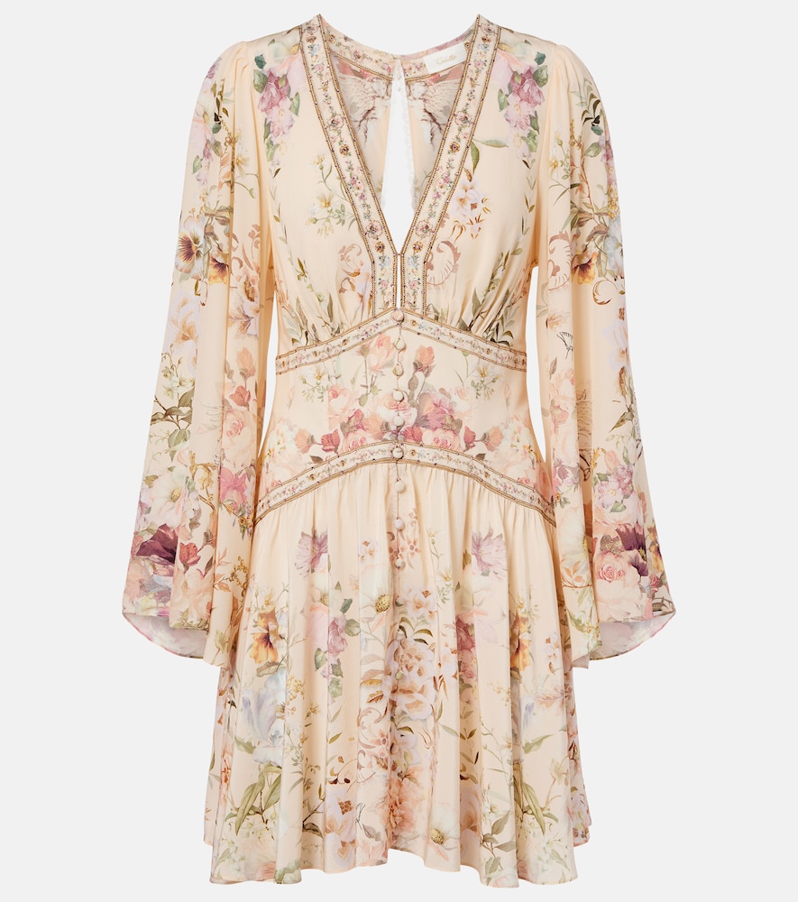 Camilla Embellished Floral Silk Minidress