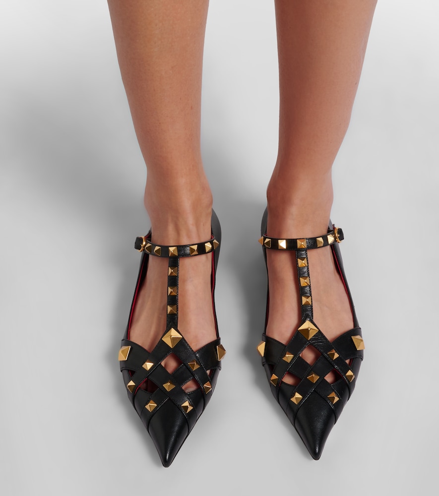 Garavani Studdy Leather Mary Jane Flats