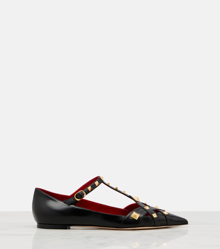 Garavani Studdy Leather Mary Jane Flats