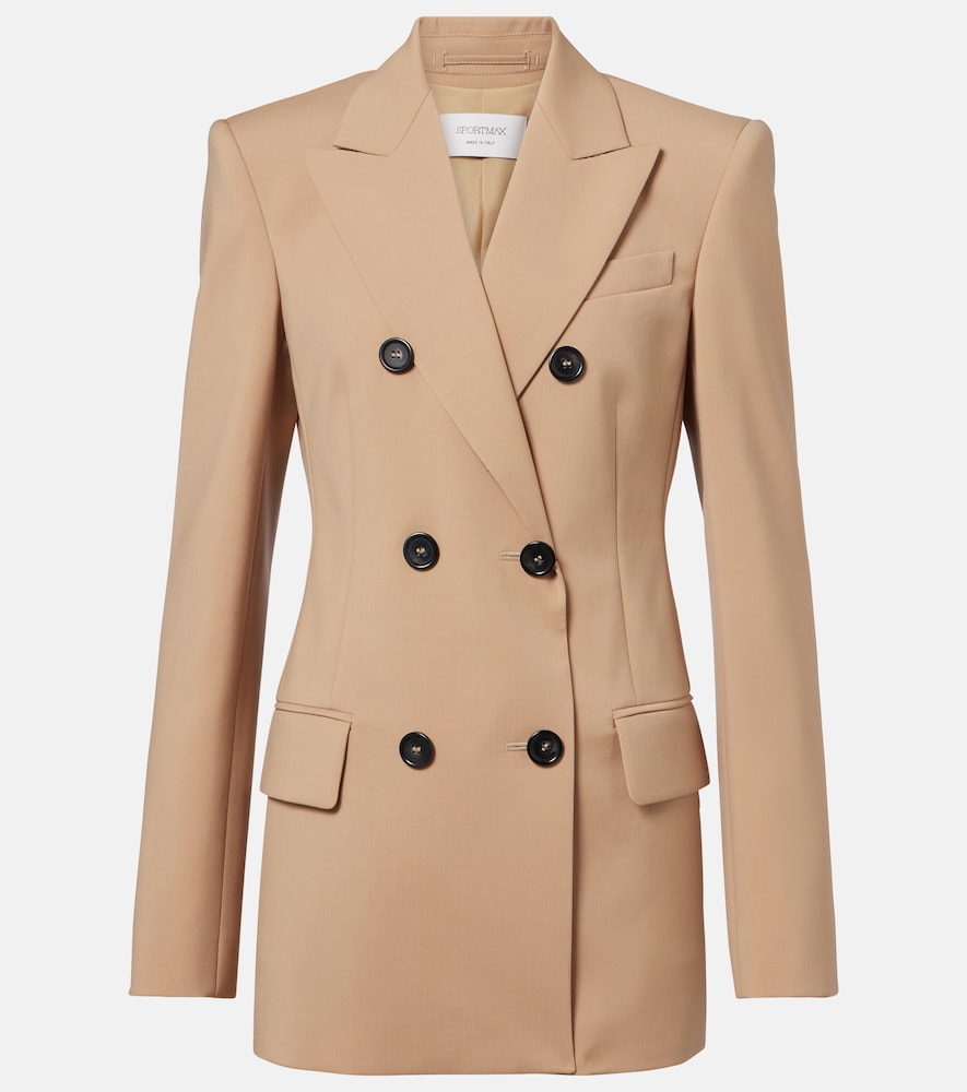 Sportmax Women's Beige Double-Breasted Virgin Wool Blazer UK Size 16 - Mytheresa