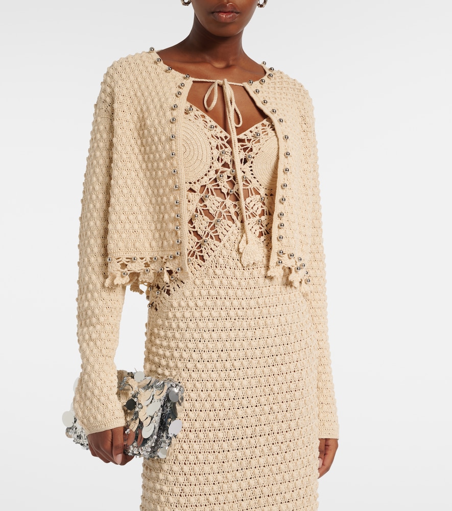 Rabanne Embellished crochet cotton cardigan