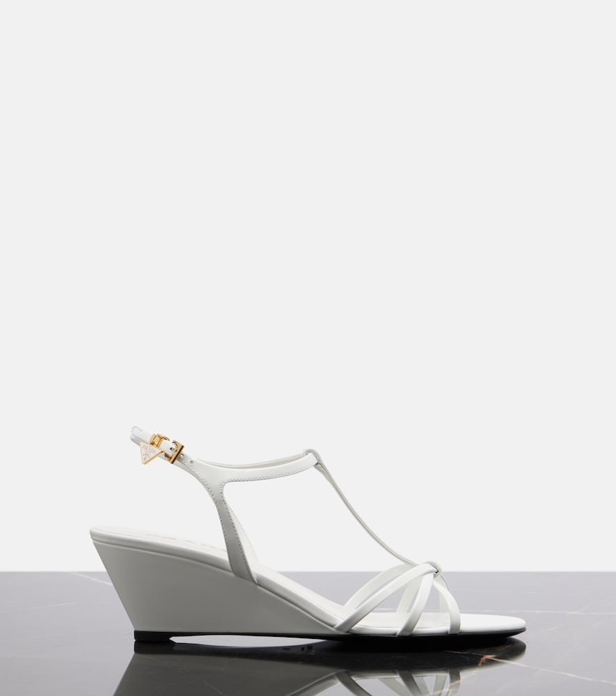  Prada Prada Patent Leather Wedge Sandals 
