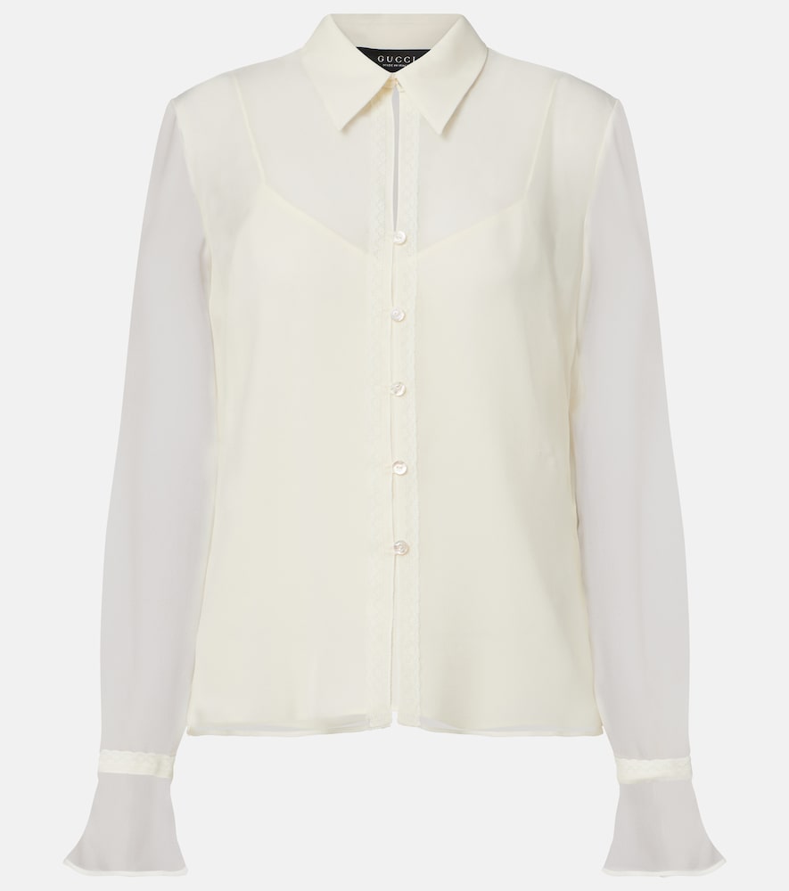 Hemd aus Seiden-Georgette mit Spitze