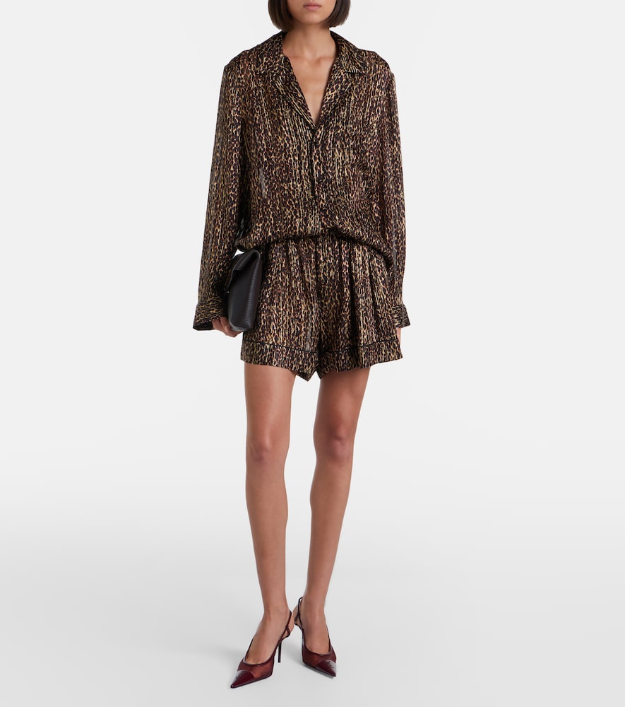 Saint Laurent Leopard-print silk shorts