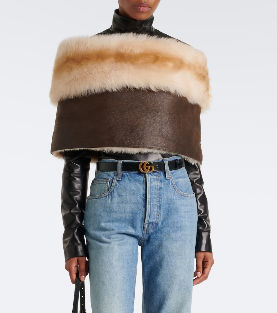 Off-Shoulder Shearling Crop Top