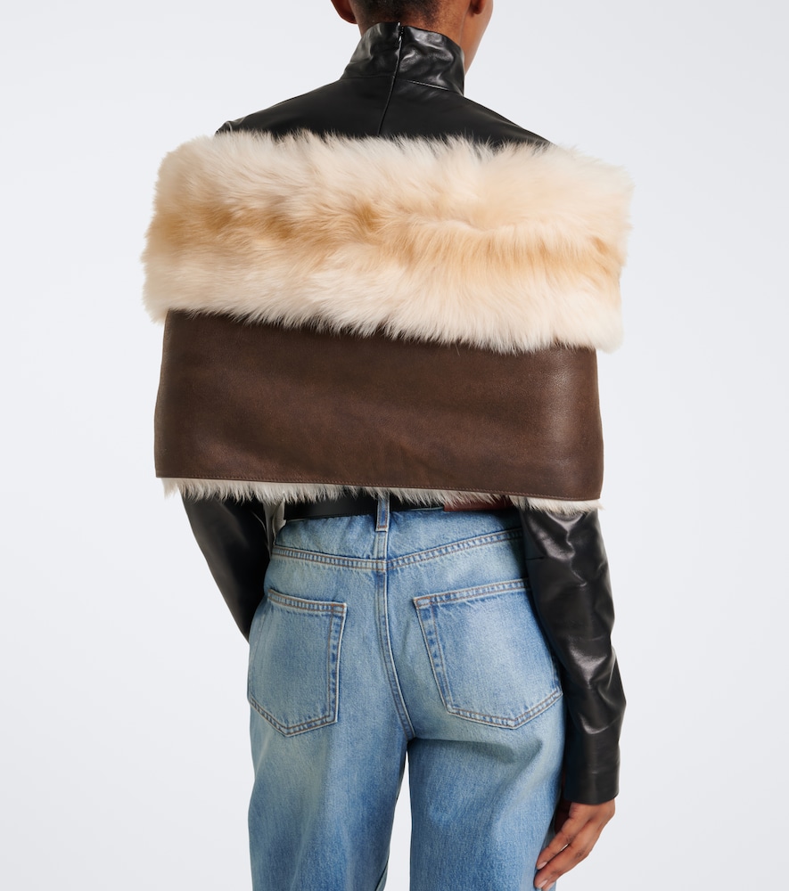 Off-Shoulder Shearling Crop Top