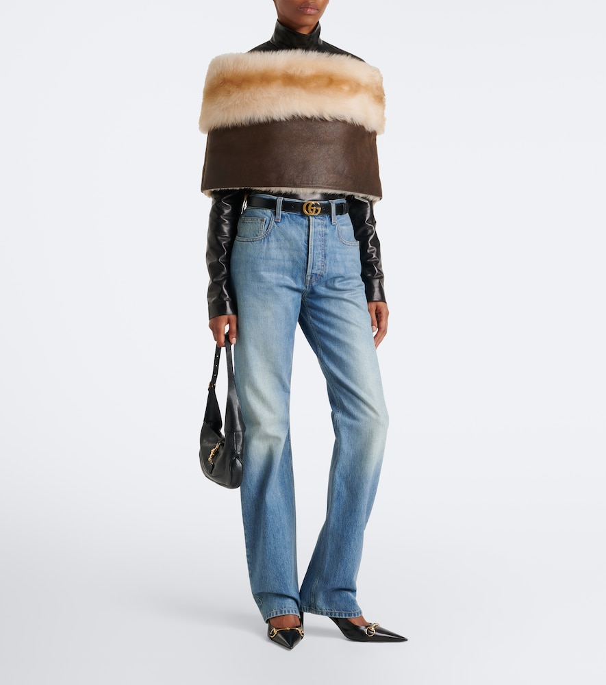 Off-Shoulder Shearling Crop Top