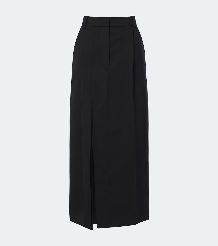 Givenchy Pleated Wool Midi Skirt In Black