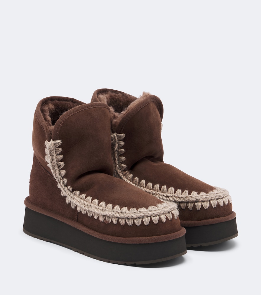Mou Suede Platform Ankle Boots In Brown