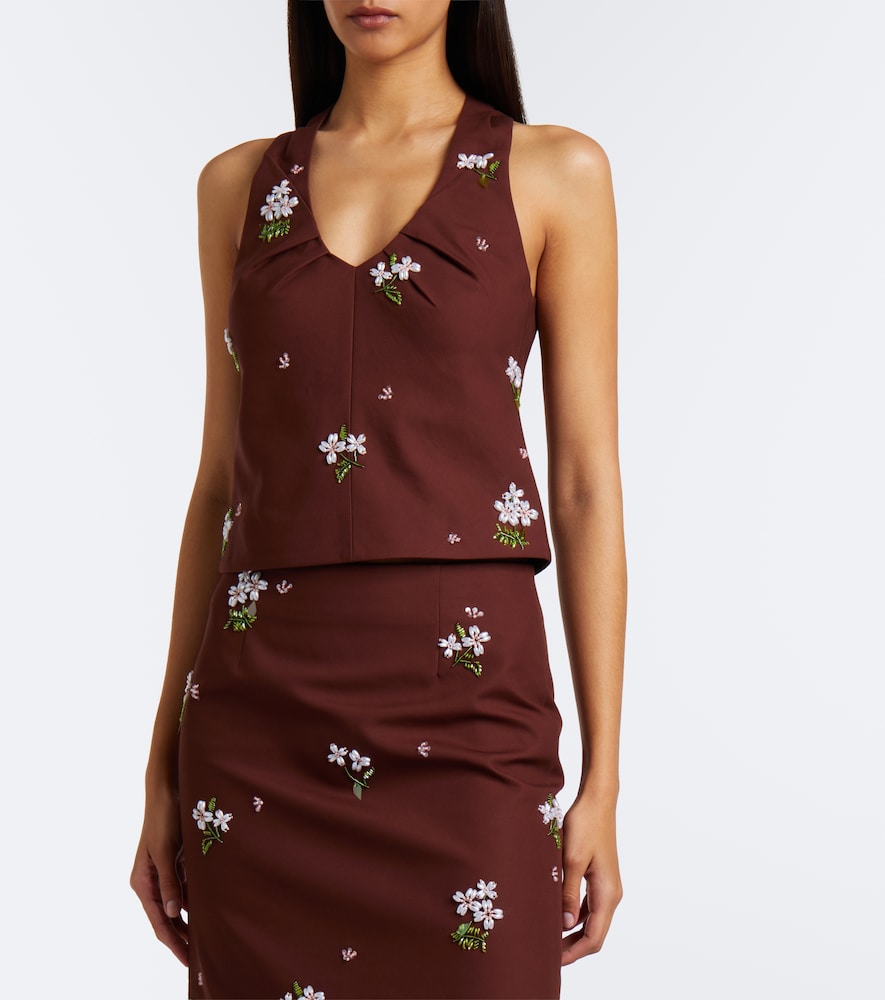 Shushu/Tong Embellished Halterneck Cotton Top