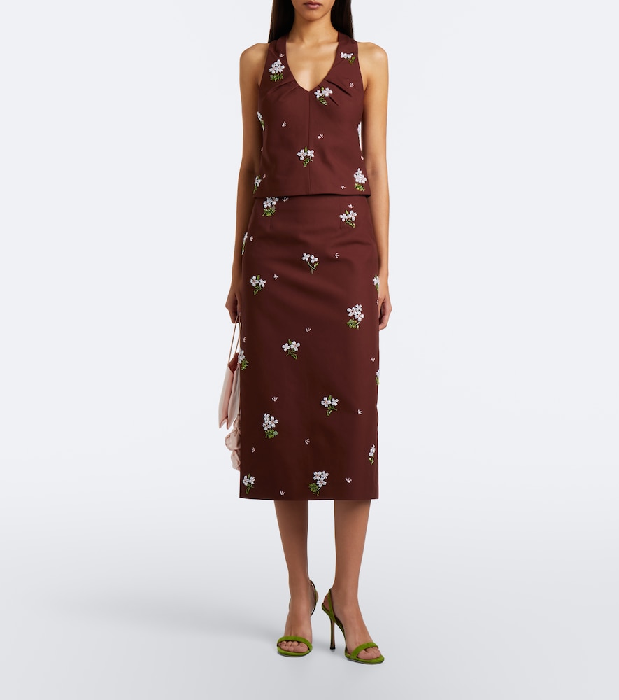 Shushu/Tong Embellished Halterneck Cotton Top