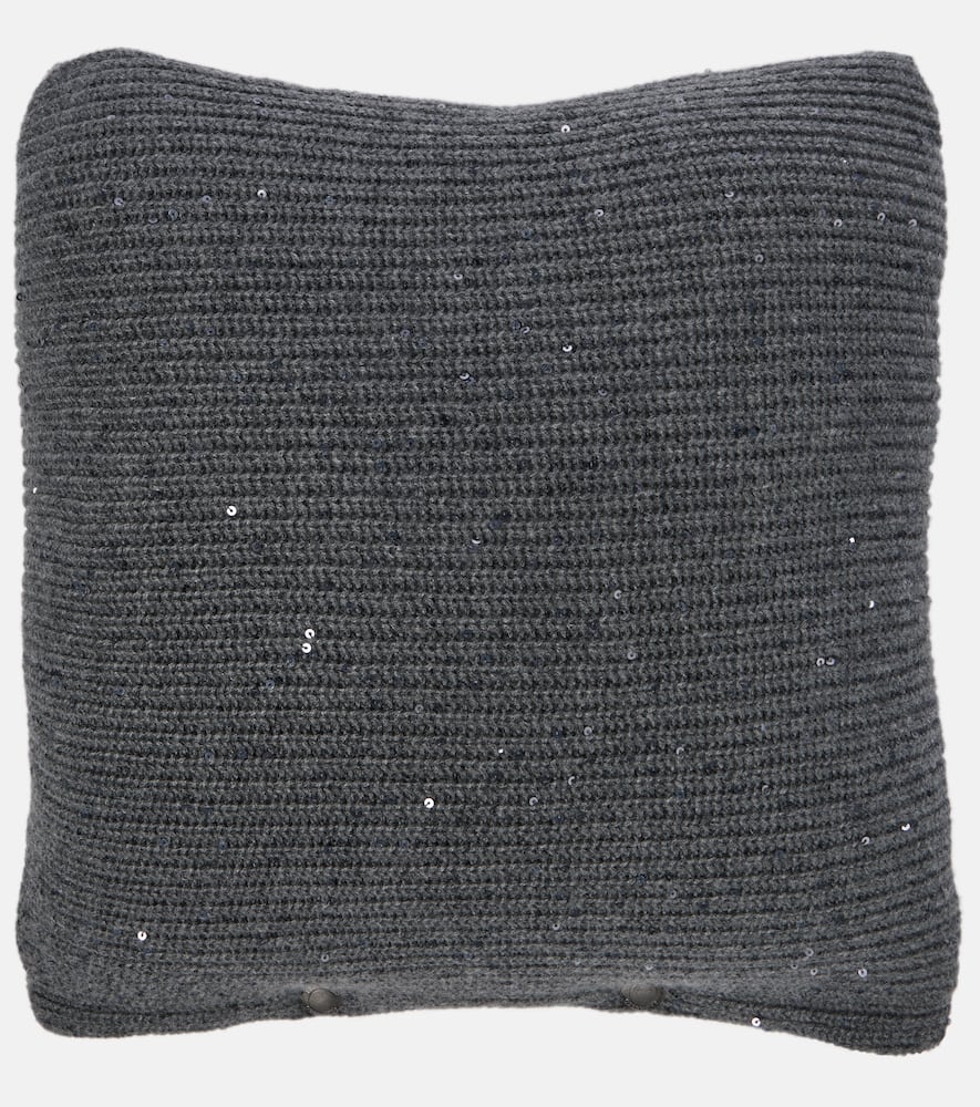 Sequined cashmere and silk cushion