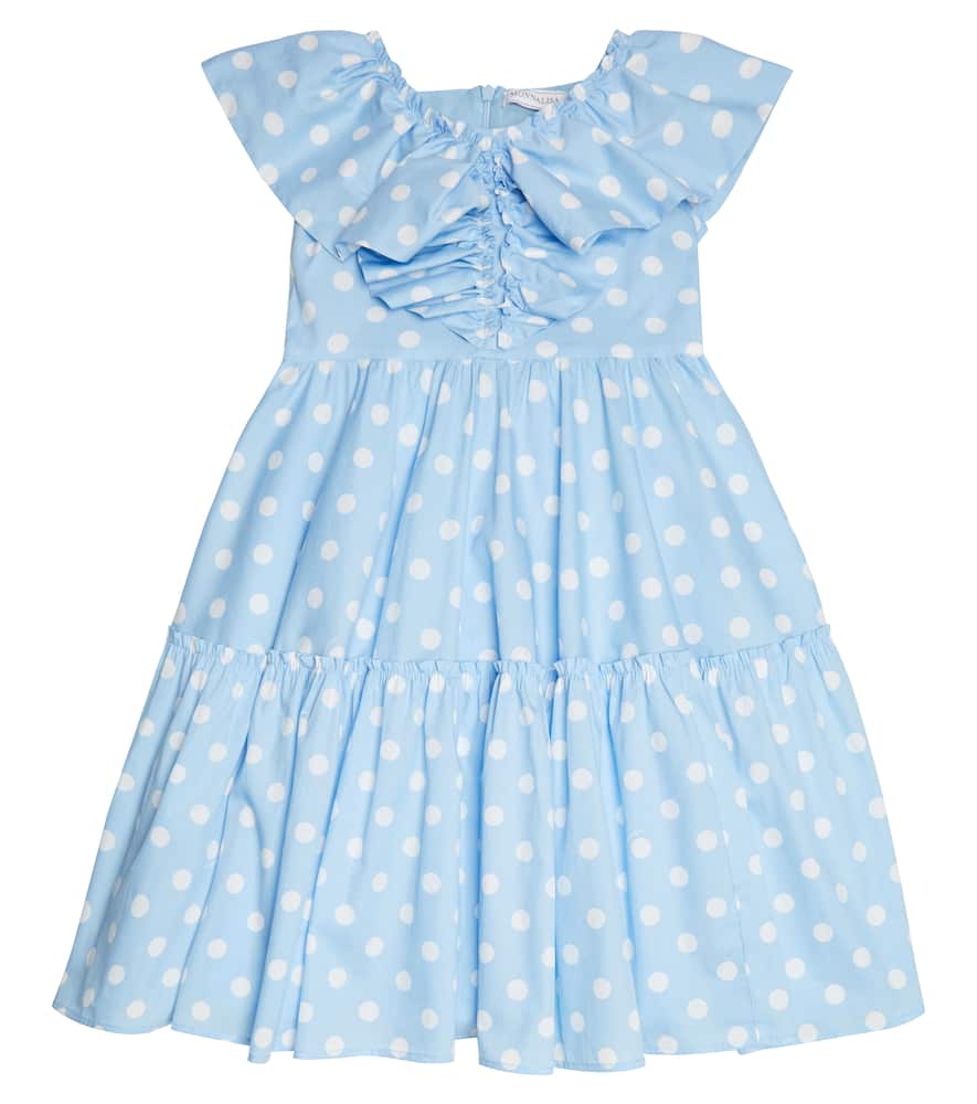 Monnalisa Polka-dot ruffle tiered cotton dress