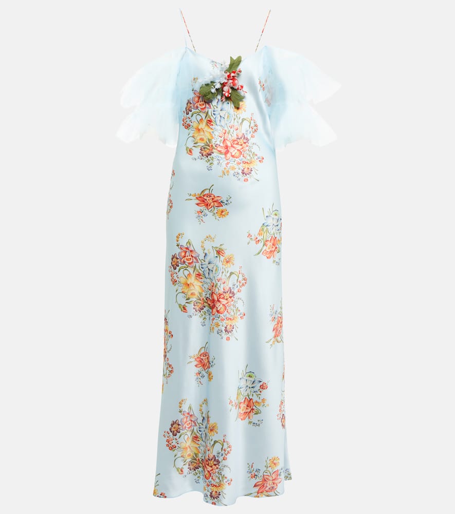Rodarte Floral silk satin midi dress
