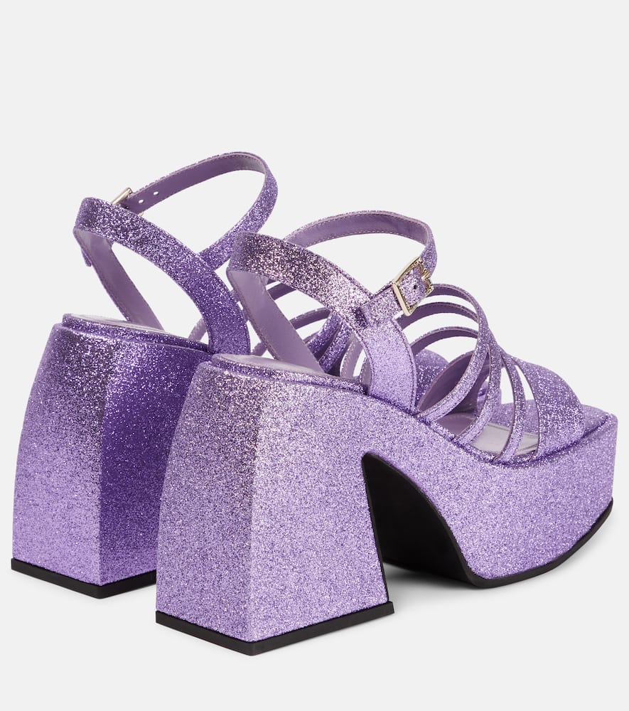 Shop Nodaleto Bulla Chibi Glitter Platform Sandals In Amethyst Glitter