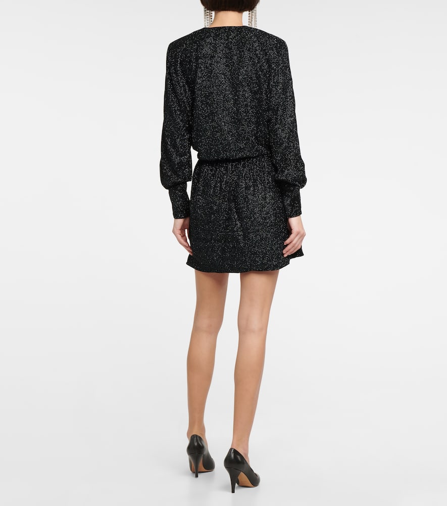 Isabel Marant Étoile Alexane Crystal-embellished Velvet Mini Dress In Black