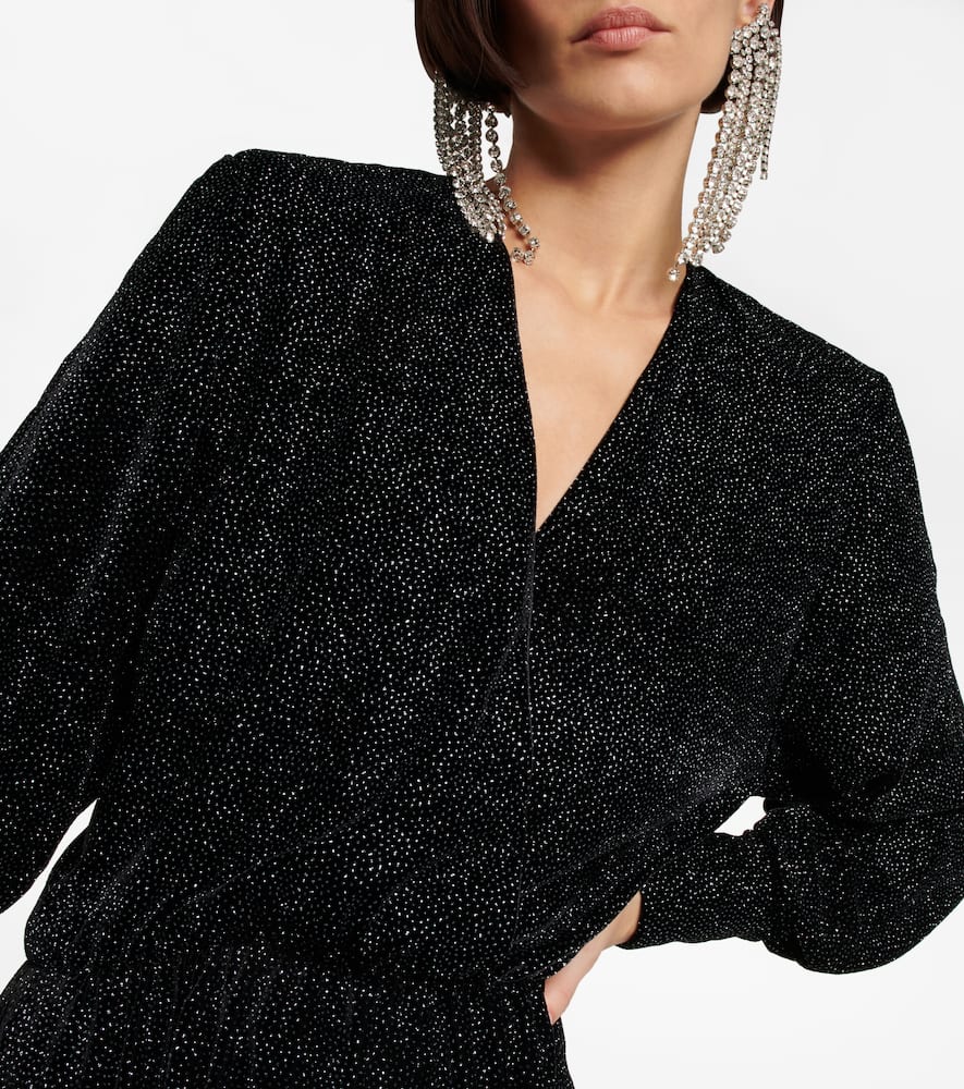 Isabel Marant Étoile Alexane Crystal-embellished Velvet Mini Dress In Black