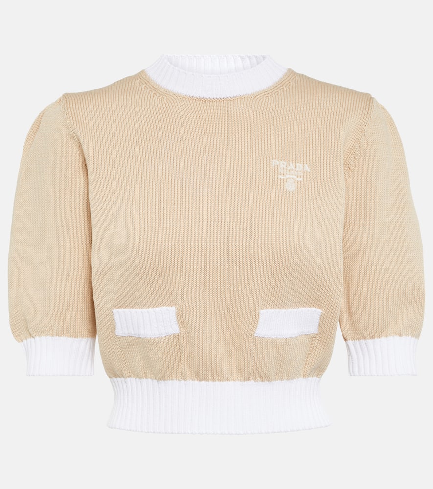 Prada Logo embroidered cropped sweater