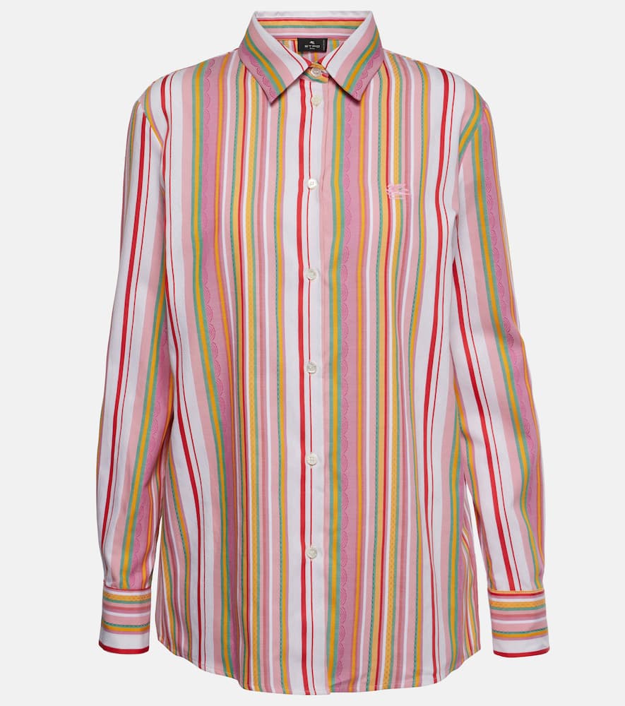 Etro Striped Jacquard Cotton Shirt In Multicoloured